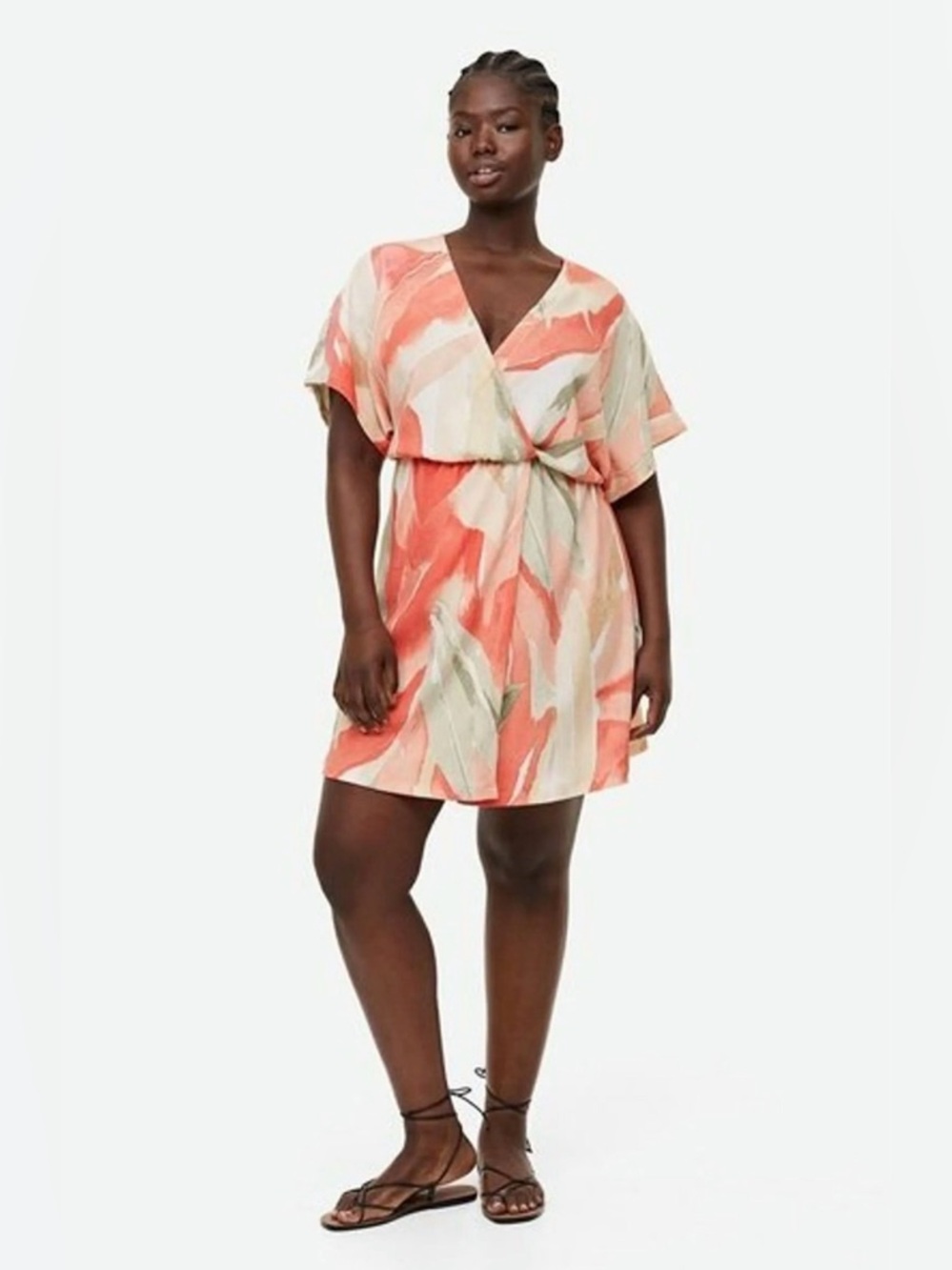 H&M Women's Coral Abstract Swim Cover-Up Dress